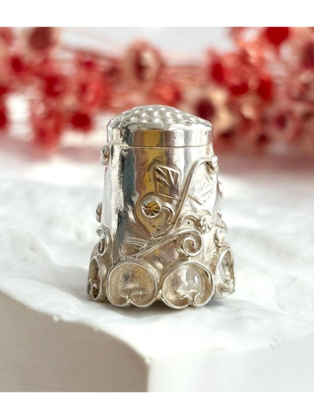 Taxco, Mexico Made Sterling Silver Curvy Textured 925 Rare Fancy Vintage Thimble